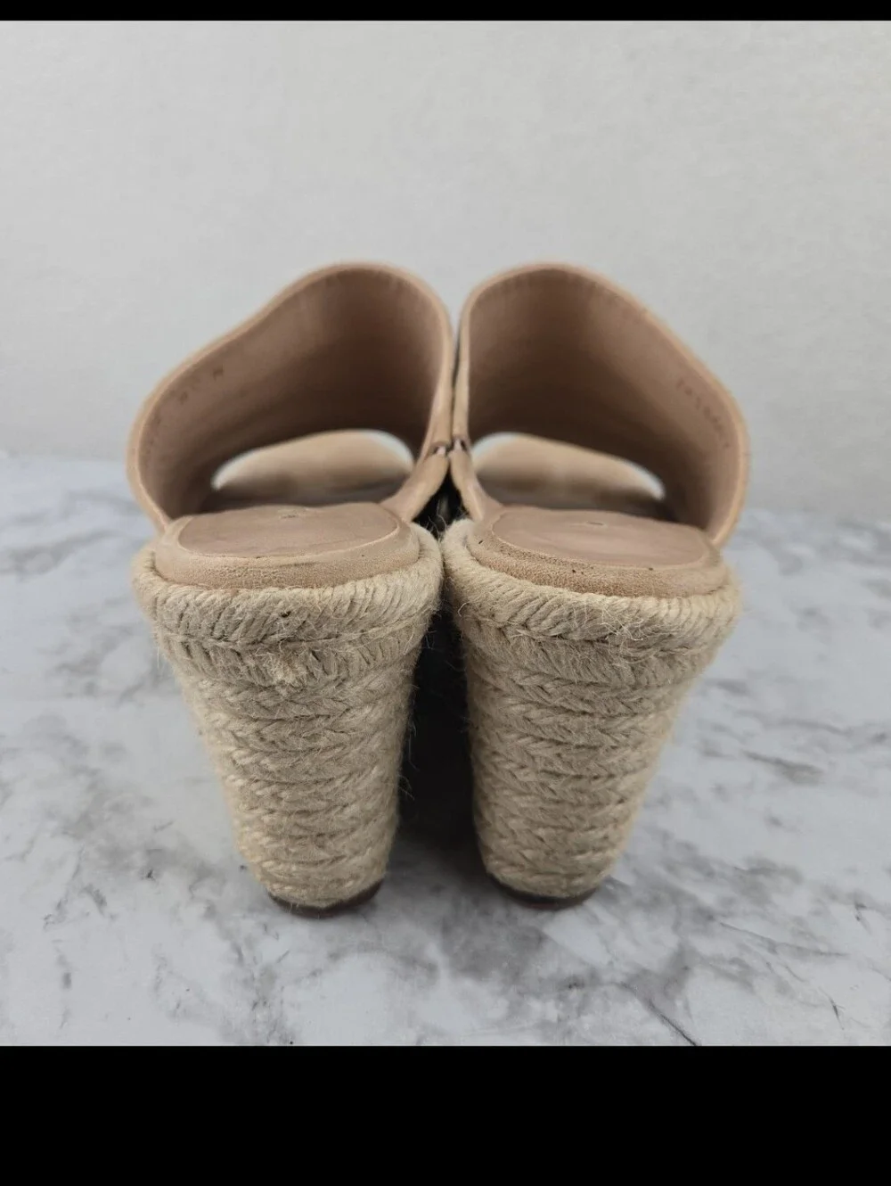 Stuart Weitzman Beige Suede Espadrille Wedge Slide